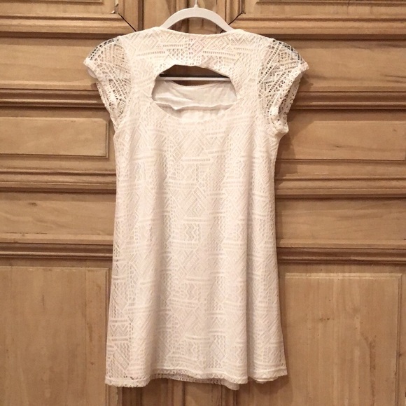 knee length dresses for ladies Sheer Lace A-Line Mini Dress in Ivory - 6 main image 1